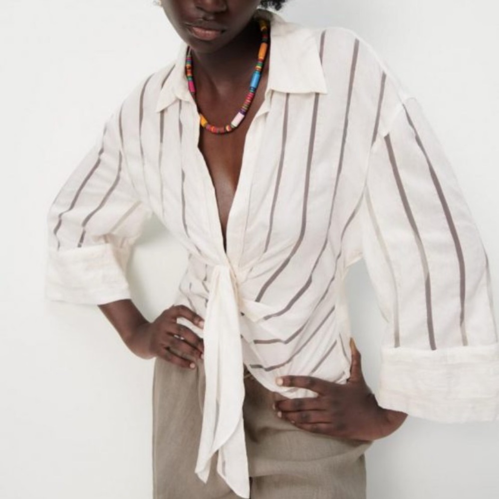 Zara pleated drape blouse